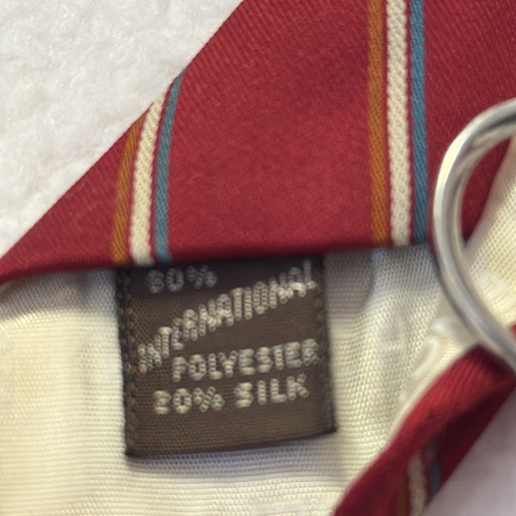 GIVENCHEY Monsieur Necktie Diagonal Stripe Burgundy Blue Cream Brown 56”L x 3”W - Picture 6 of 10